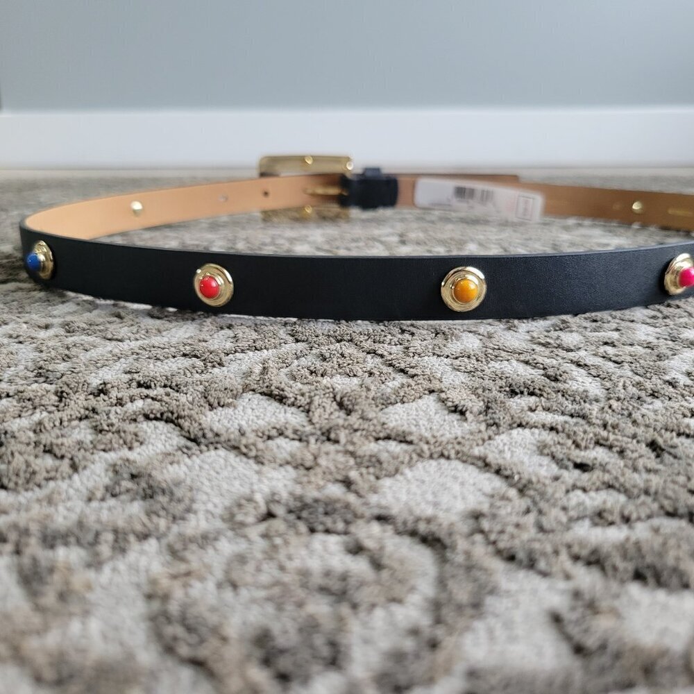 NWT-Kate Spade New York In The Loop Black Leather Belt-colored Embellishments - Picture 5 of 16